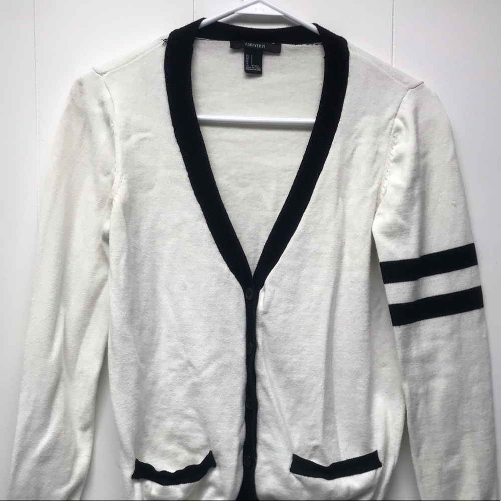 Black and white v neck cardigan